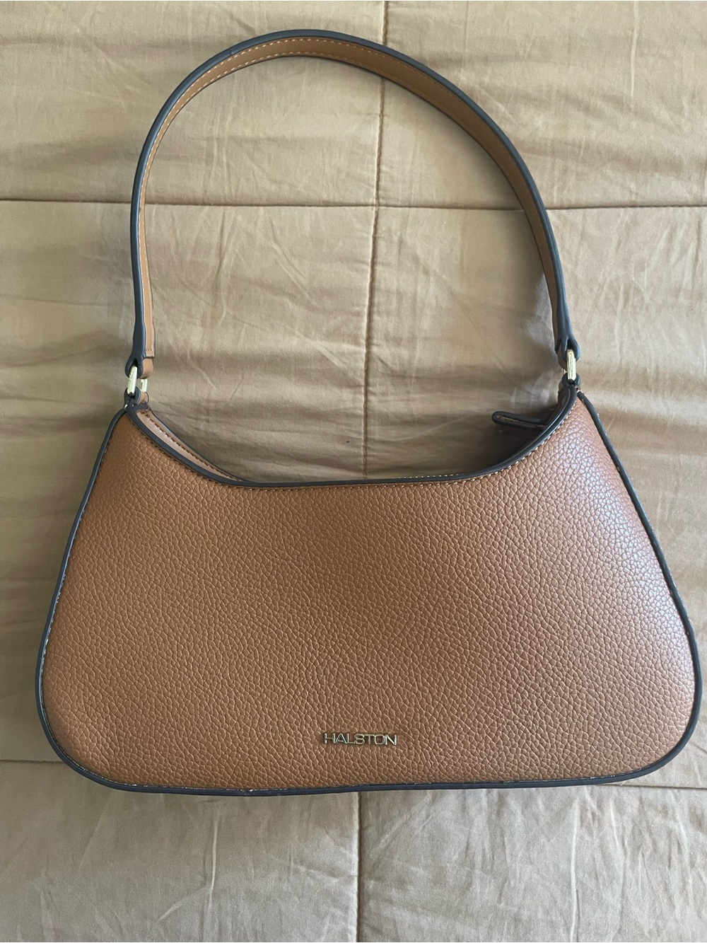 Halston Heritage Cognac Pebbled Leather Shoulder Bag